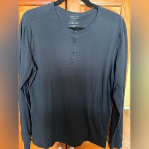 Vince  Men's Dark Gray Long Sleeve Henley